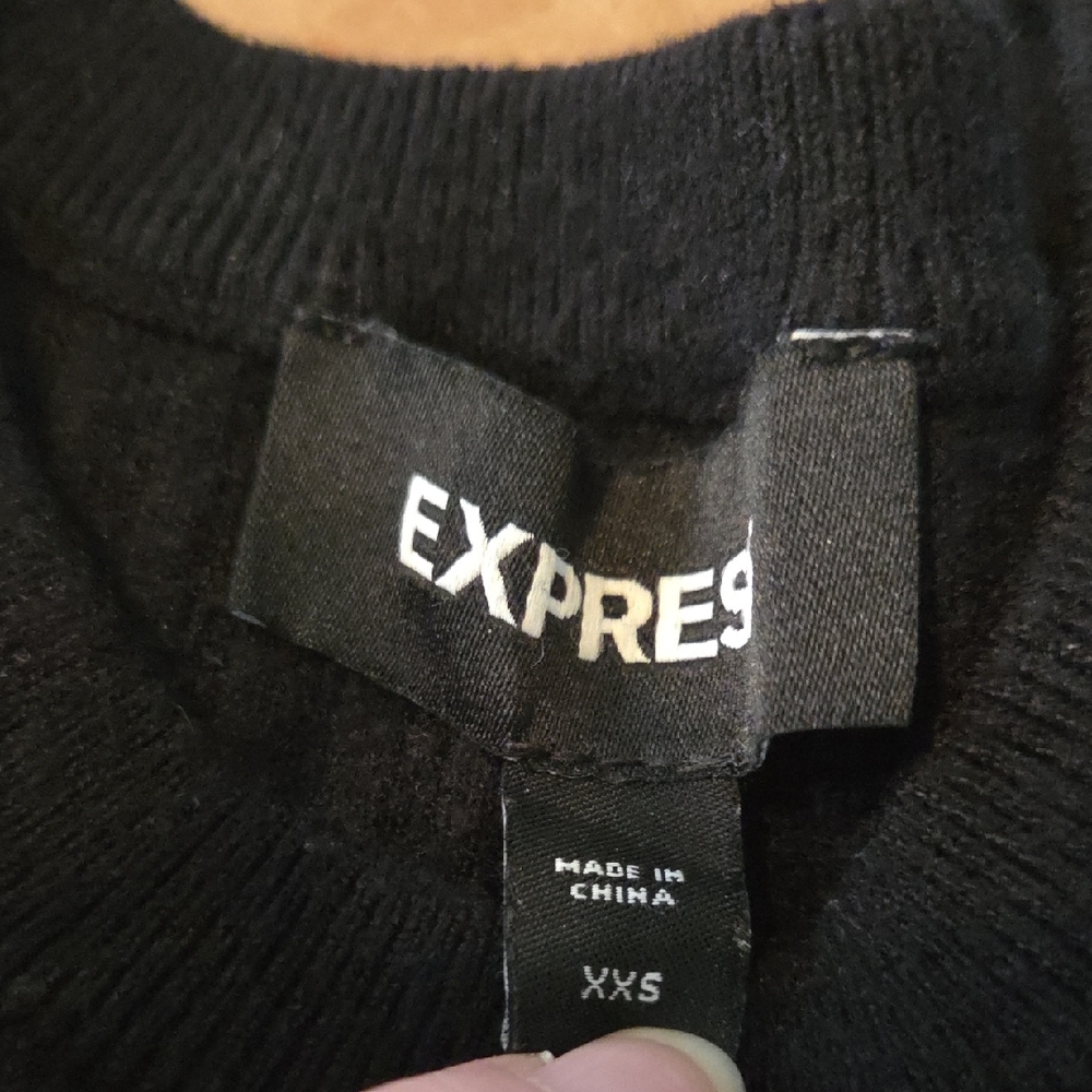Express Black Ribbed Crew Neck Sweater - Picture 2 of 3
